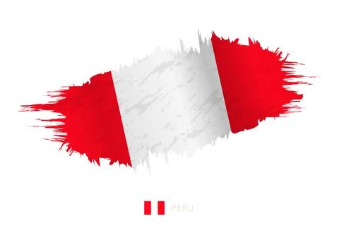 Painted brushstroke flag of Peru with waving effect. Stock Illustration