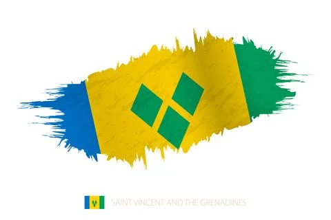 Painted brushstroke flag of Saint Vincent and the Grenadines with waving ef.. 库存插图