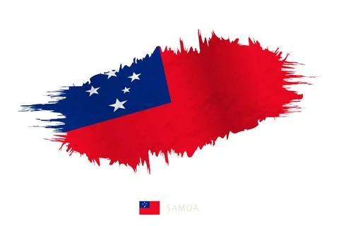 Painted brushstroke flag of Samoa with waving effect. Stock Illustration