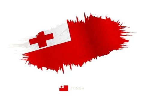 Painted brushstroke flag of Tonga with waving effect. Stock Illustration