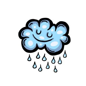 Painted cartoon rain cloud Illustrazione stock
