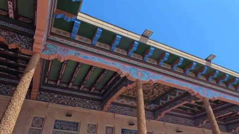 Painted ceiling and walls in the courtyard of one of the mosques Stock Footage 317217582
