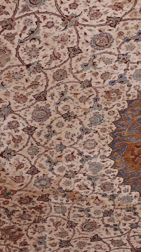 Painted ceiling with blue tile patterns inside Imam Mosque at Naqsh e Jahan Stock Footage 330543971