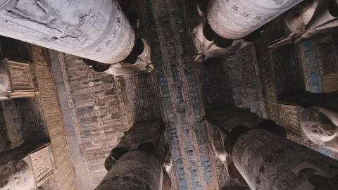 Painted Ceilings in the Temple of Dendera Stock Footage 203839843