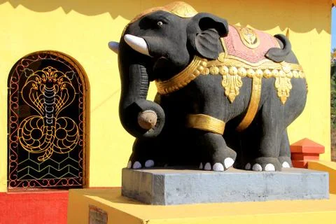 Painted Cement Elephant Stock Photos