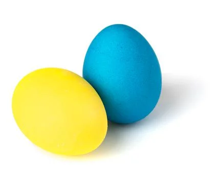 Painted chicken eggs isolated on white background. Stock Illustration
