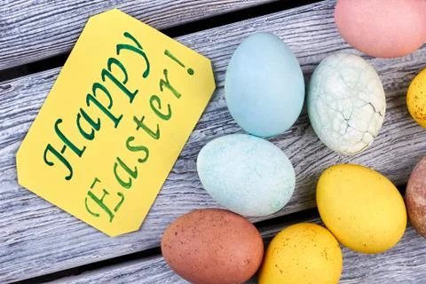 Painted chicken eggs. 스톡 사진