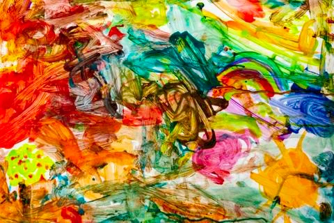 Painted childrens abstract background 스톡 사진
