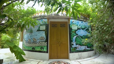 Painted Circular Room with Water Source Awareness Murals, Piplantri Village, Stock Footage 313238369