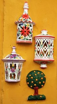 Painted clay objects Stock Photos