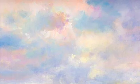 Painted clouds on canvas Stock Illustration