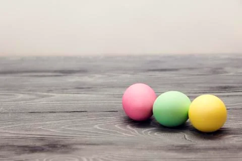Painted colored eggs. Easter celebration Stock Photos