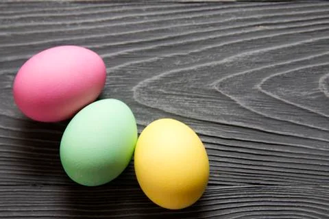Painted colored eggs. Easter celebration Stock Photos