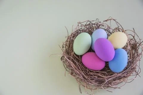 Painted colorful Easter eggs background - Easter holiday celebration backgrou Stock Photos