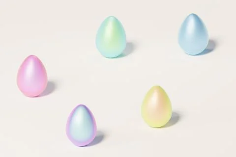 Painted colorful Easter eggs, beige neutral background, spring April holidays Stock Illustration