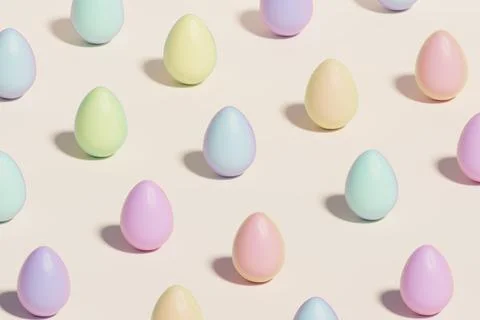Painted colorful Easter eggs, beige neutral background Stock Illustration