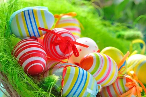 Painted colorful easter eggs Stock Photos