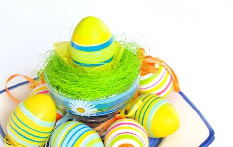 Painted colorful easter eggs Stock Photos