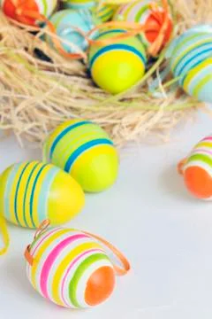 Painted colorful easter eggs Stockfoto's