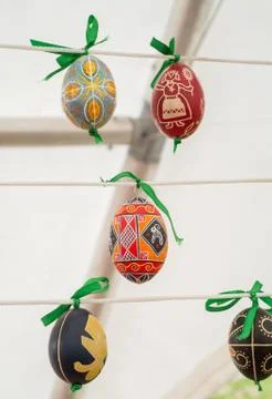 Painted colorful easter eggs Stock Photos