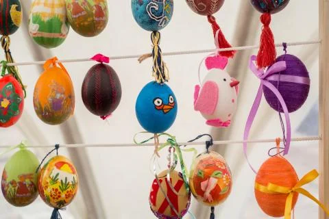 Painted colorful easter eggs Stock Photos