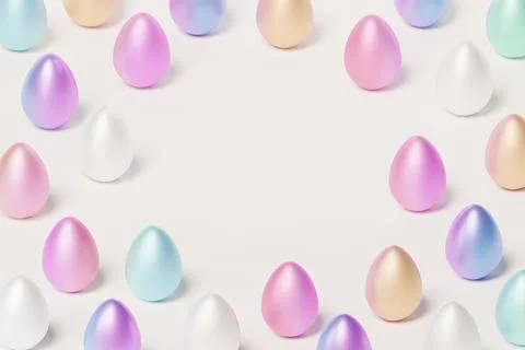 Painted colorful Easter eggs, white background, spring April holidays card Stock Illustration