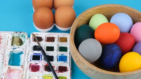 Painted colorful eggs Stock Footage 239258591