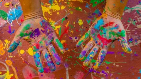 Painted Colorful Hands Stock Photos
