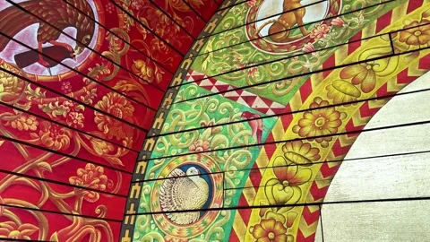 Painted decorations of Symbolic Synagogue, Babyn Yar, Kyiv, Ukraine Stock Footage 332680092