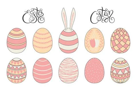 Painted, died Easter egg illustration isolated set Stock Illustration