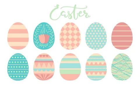 Painted, died Easter egg illustration isolated set Stock Illustration
