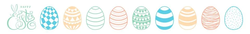 Painted, died Easter egg illustration isolated set Stock Illustration