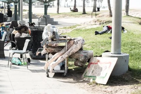 Painted dummy ,  in venice beach Stock Photos