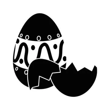 Painted easter egg with broken shells celebration icon Stock Illustration