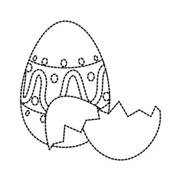 Painted easter egg with broken shells celebration icon Stock Illustration
