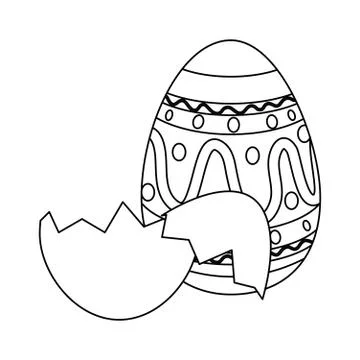 Painted easter egg with broken shells celebration icon Stock Illustration