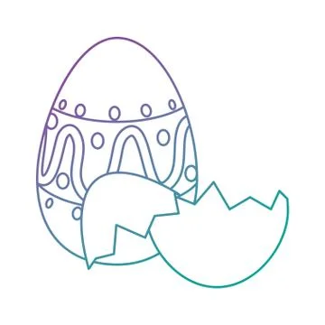 Painted easter egg with broken shells celebration icon Stock Illustration