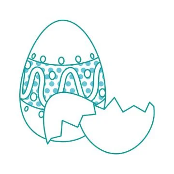Painted easter egg with broken shells celebration icon Stock Illustration
