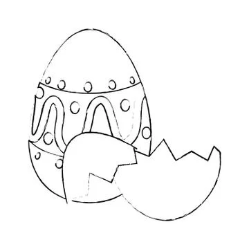 Painted easter egg with broken shells celebration icon Stock Illustration