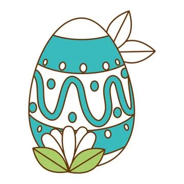 Painted easter egg with ethnicity pattern and leafs Illustrazione stock