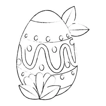 Painted easter egg with ethnicity pattern and leafs Stock Illustration