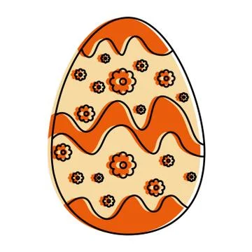Painted easter egg with floral pattern celebration Stock Illustration