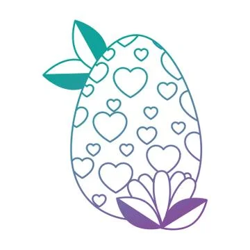 Painted easter egg with hearts and leafs Stock Illustration