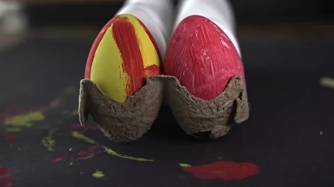 Painted Easter egg on table with camera motion Stock Footage 172553222
