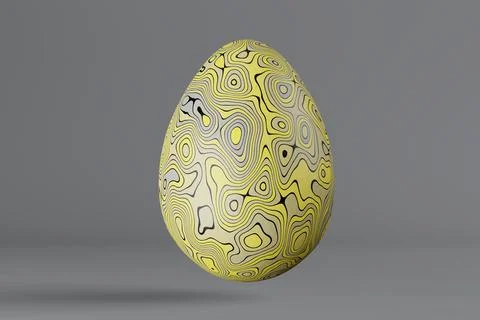 Painted Easter egg in trendy colors 2021 Illuminating and Ultimate gray. 3D r Stock Illustration