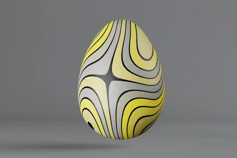 Painted Easter egg in trendy colors 2021 Illuminating and Ultimate gray. 3D r Stock Illustration