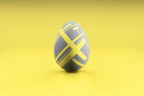 Painted Easter egg in trendy colors 2021 Illuminating and Ultimate gray. 3D r Stock Illustration