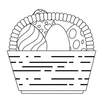 Painted easter eggs in basket celebration Illustration
