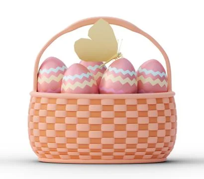 Painted easter eggs in basket Stock Illustration