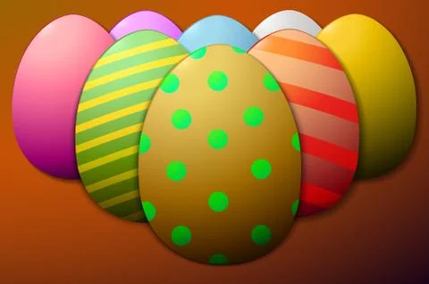 Painted Easter eggs brown background Stock Illustration